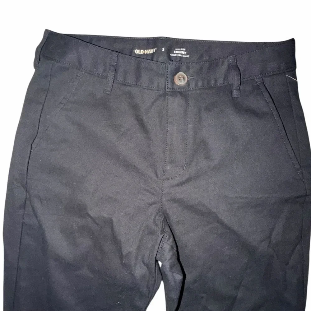 Old Navy Black Jack Skinny Uniform Pants Size 2 High Rise Adjustable Waist NWOT